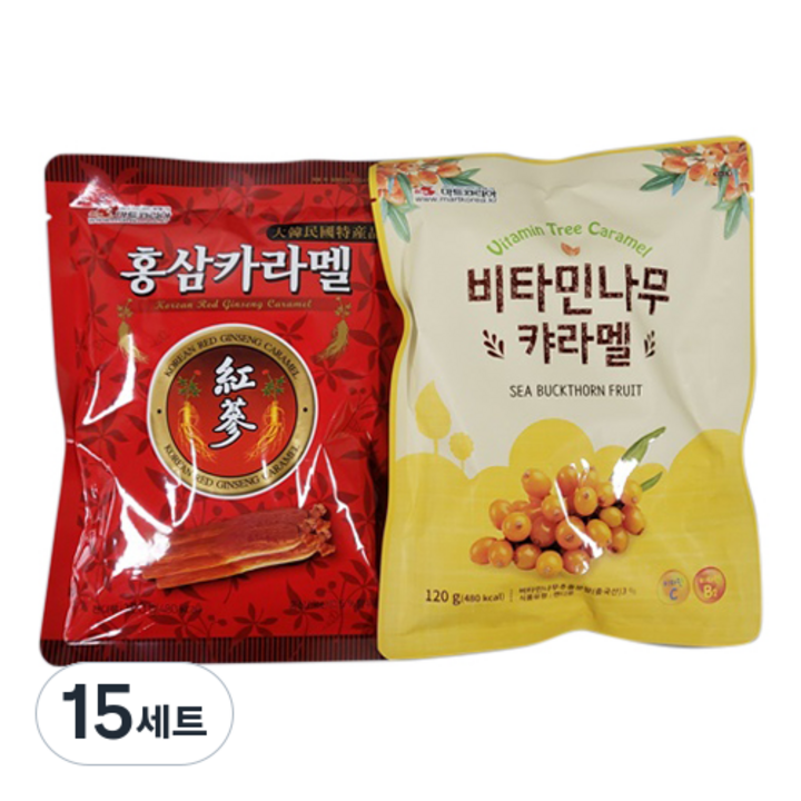 리소하우스 입가심 식후 캐러멜 홍삼 120g + 비타민 120g 세트, 15세트