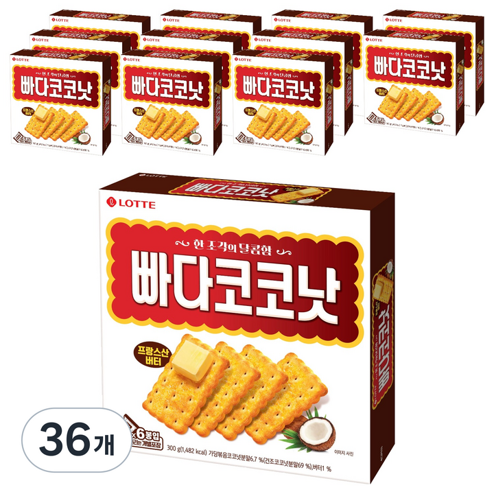 롯데웰푸드 빠다코코낫, 300g, 36개