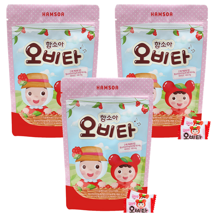 함소아 오비타 츄어블캔디, 71.5g, 3개