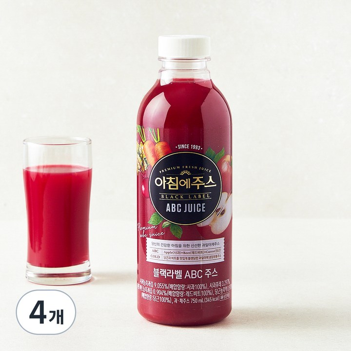 아침에주스 블랙라벨 ABC주스, 750ml, 4개