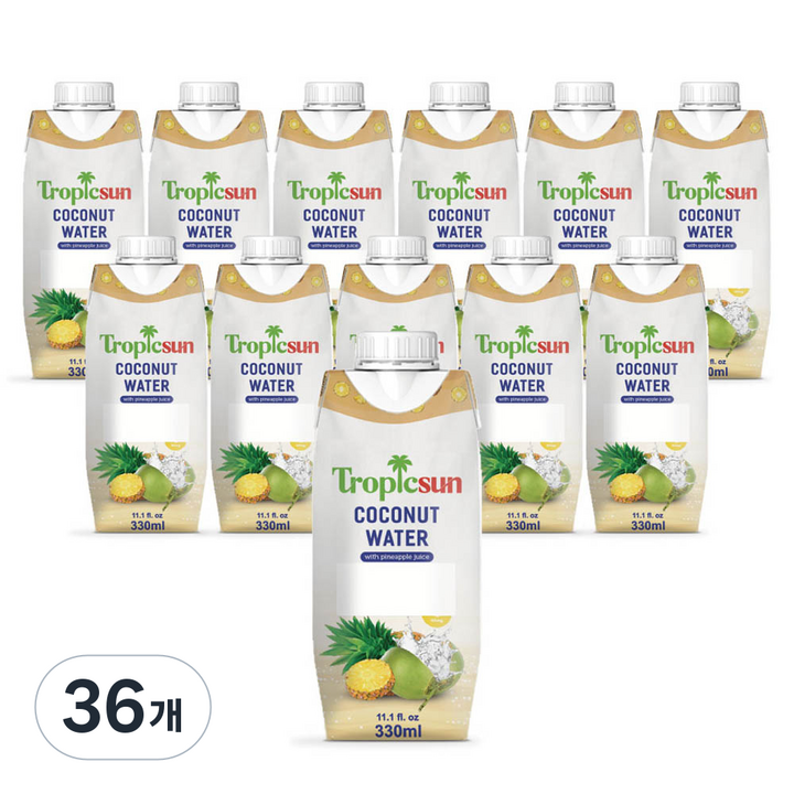 트로픽선 타비코 코코넛워터 위드 파인애플 주스, 330ml, 36개