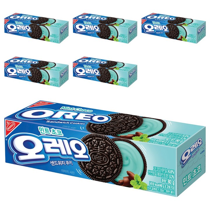오레오 민트초코 샌드위치 쿠키, 80g, 6개