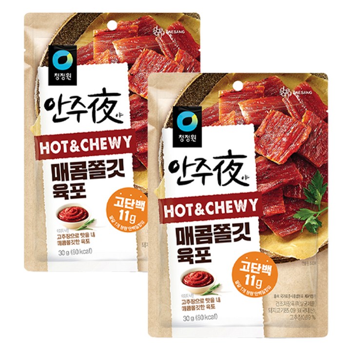 안주야 매콤쫄깃 육포, 30g, 2개