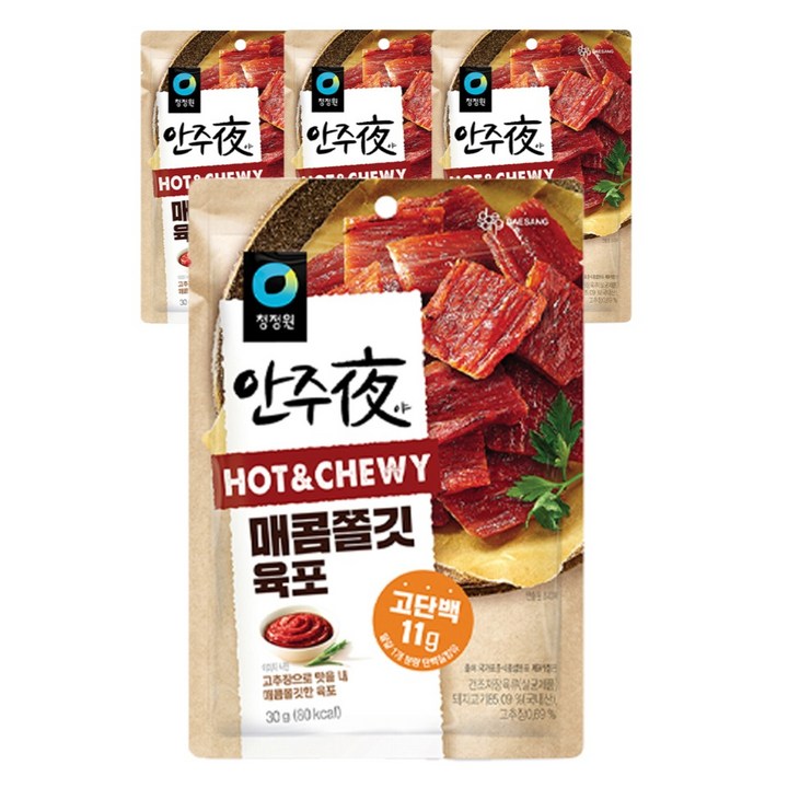 안주야 매콤쫄깃 육포, 30g, 4개