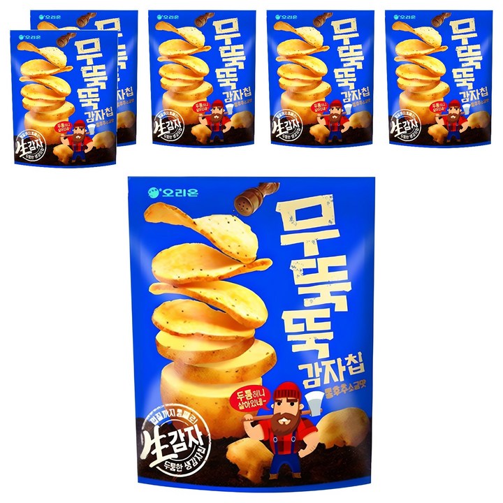 오리온 무뚝뚝감자칩 통후추 소금맛 과자, 60g, 6개