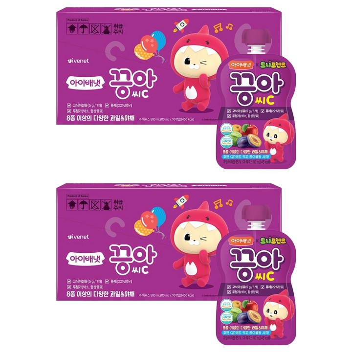 아이배냇 끙아 과일야채주스, 푸룬, 20개, 80ml