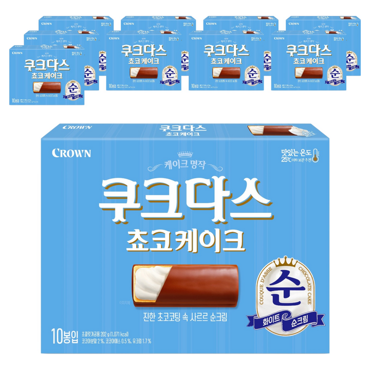 쿠크다스 쵸코케이크, 202g, 10개