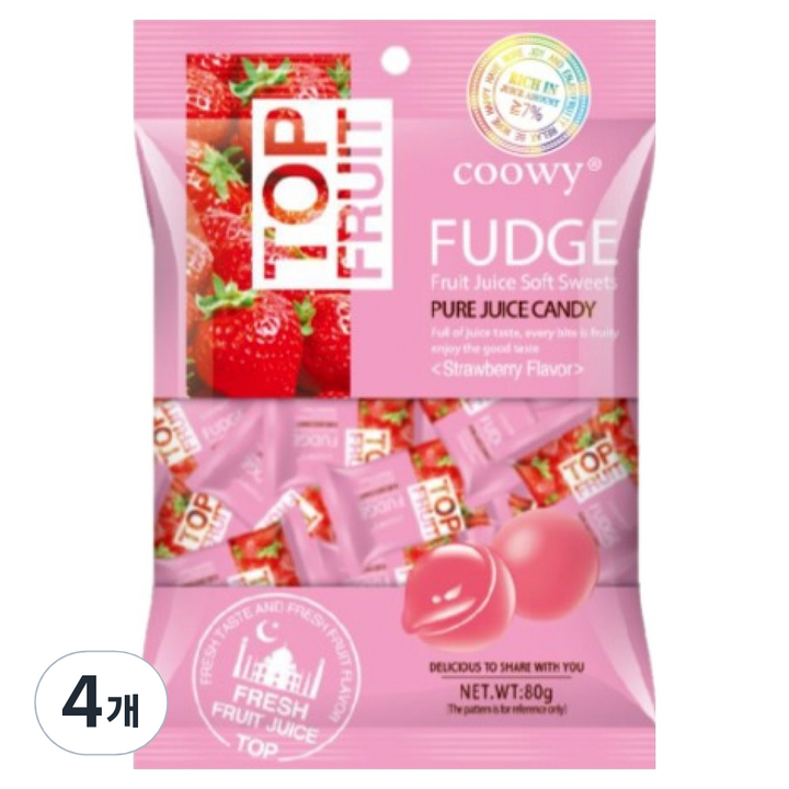 쿠위 탑프룻 젤리 딸기맛, 80g, 4개