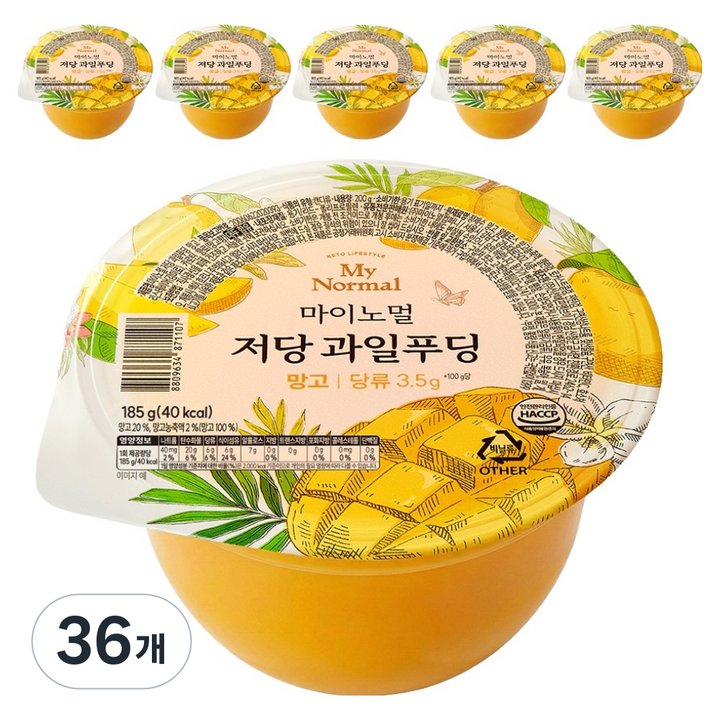 마이노멀 저당 과일푸딩 망고, 185g, 36개