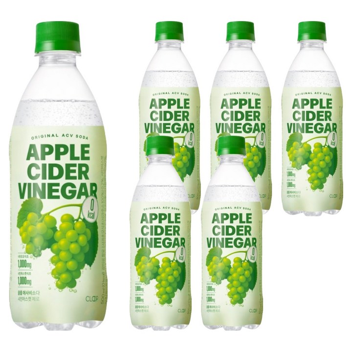 클룹 애사비소다 샤인머스캣 제로 탄산음료, 500ml, 6개