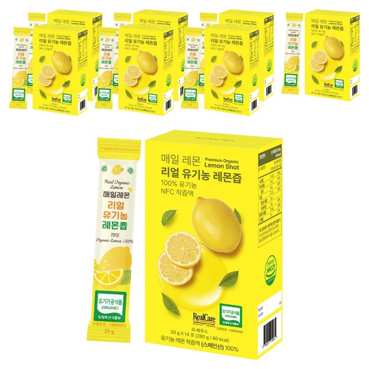 매일레몬 리얼 유기농 레몬즙, 280g, 8개