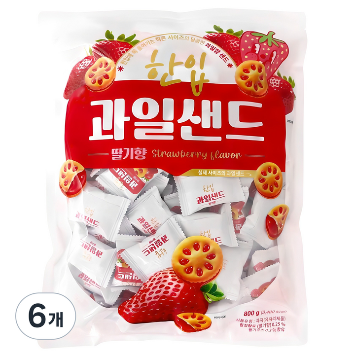 한입 과일 샌드 딸기향, 800g, 6개