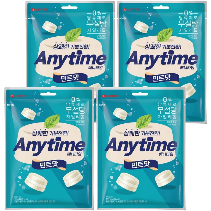 롯데웰푸드 애니타임 민트맛, 185g, 4개