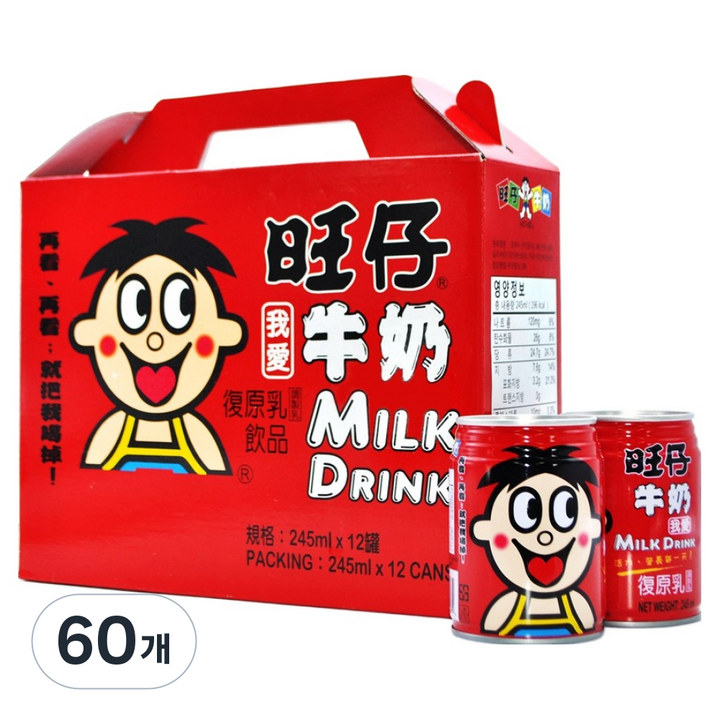 왕왕 왕자이 밀크드링크, 245ml, 60개