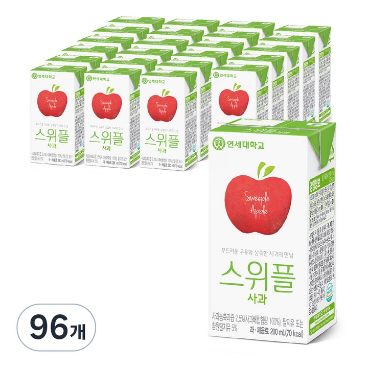 연세우유 스위플 사과음료, 200ml, 96개