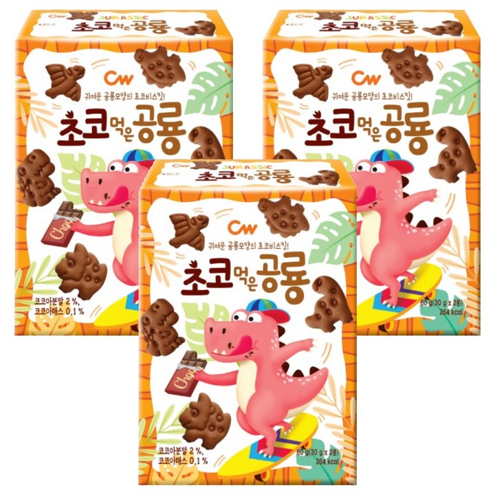 청우식품 초코먹은 공룡, 60g, 3개