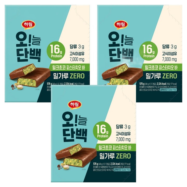 하림 오!늘단백 밀크초코 피스타치오바, 48g, 36개