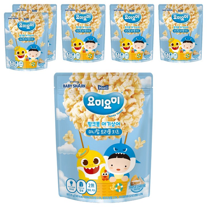 요미요미 유아용 미니팝 과자 25g, 트리플 치즈맛, 6개