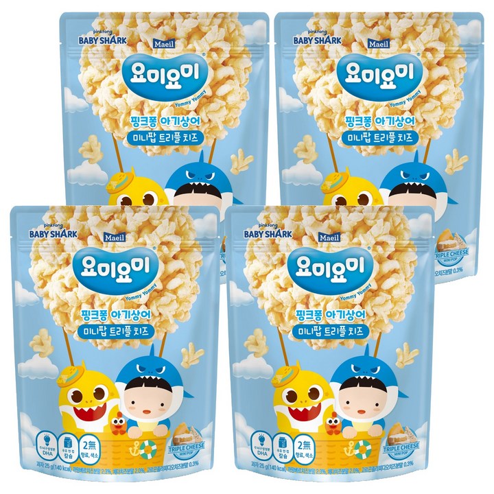 요미요미 유아용 미니팝 과자, 트리플치즈, 25g, 4개