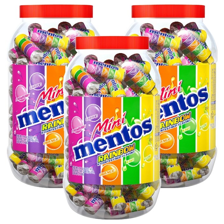 멘토스 미니 레인보우 츄잉캔디, 1kg, 3개