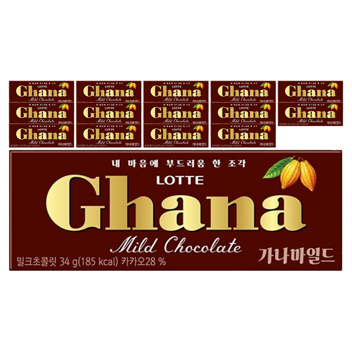 가나 마일드 밀크초콜릿, 34g, 15개