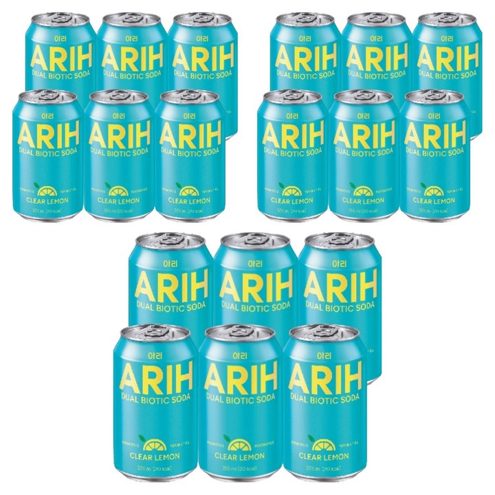 아리 듀얼바이오틱소다 클리어 레몬, 18개, 355ml