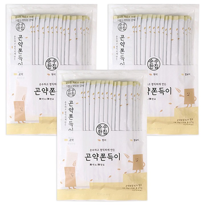 순수한집 곤약쫀드기 현미맛, 375g, 3개