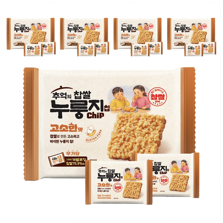 추억의 찹쌀 누룽지 칩 고소한맛 12p, 5개, 288g