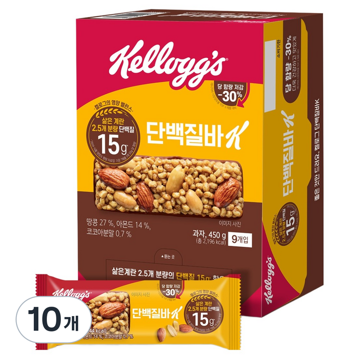 켈로그 단백질바K, 450g, 10개