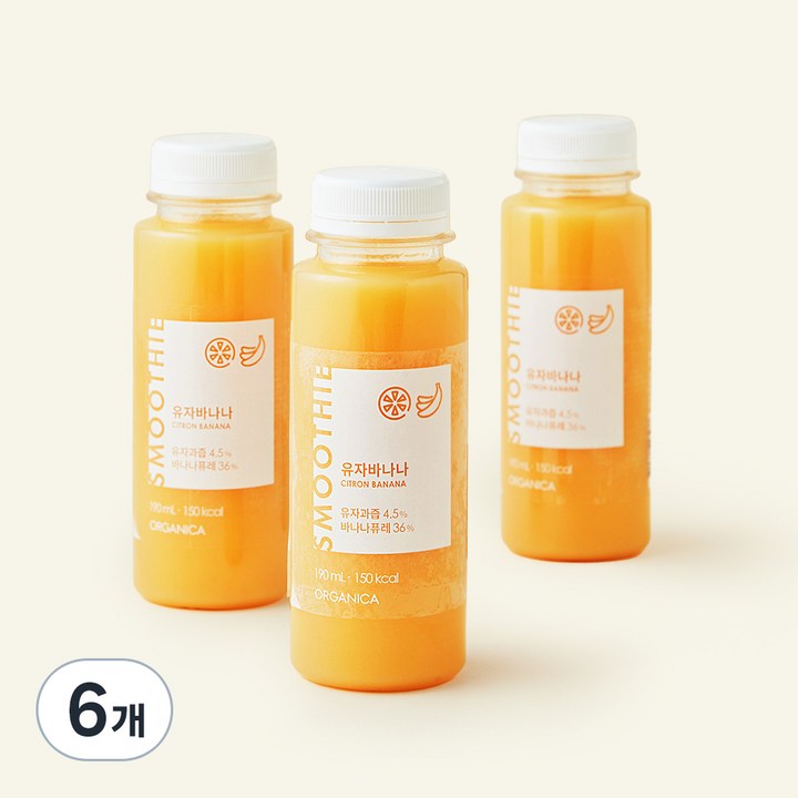 올가니카 유자바나나 과채주스, 190ml, 6개