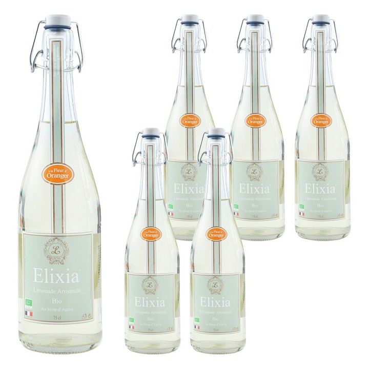 엘릭시아 유기농 레몬에이드 탄산음료 오렌지 블로섬, 750ml, 6개