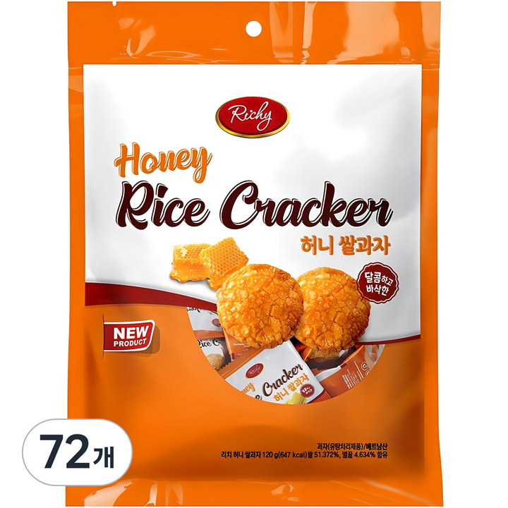 Richy 허니 쌀과자, 120g, 72개