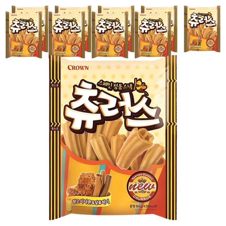 크라운 스페인 정통스낵 츄러스, 84g, 10개