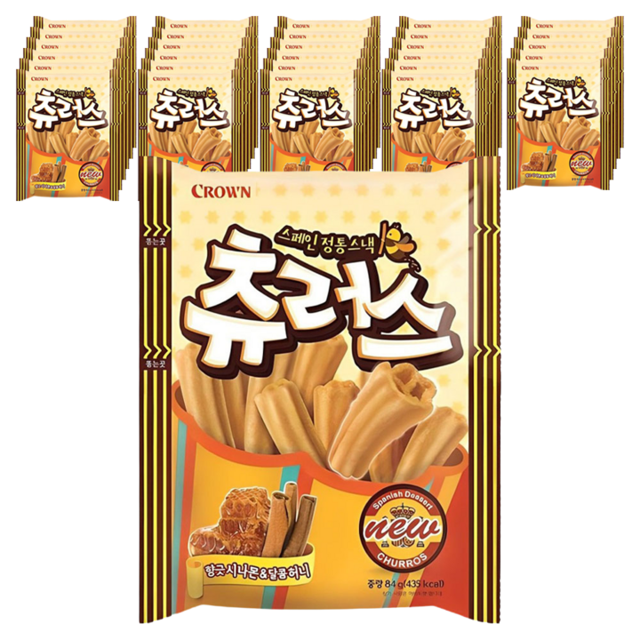 크라운 스페인 정통스낵 츄러스, 84g, 30개