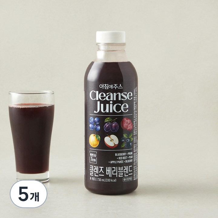 아침에주스 클렌즈 베리블렌드, 5개, 730ml