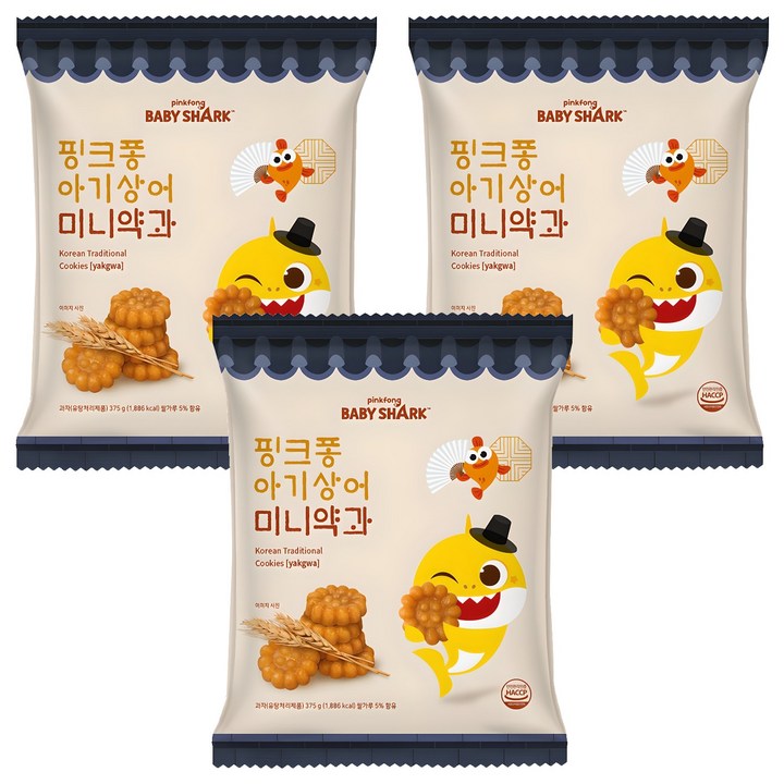 핑크퐁 아기상어 미니약과, 375g, 3개