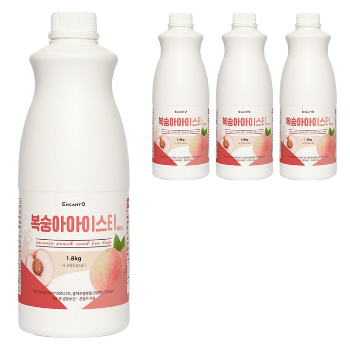 엔칸토 복숭아 아이스티 베이스, 4개, 1.8kg