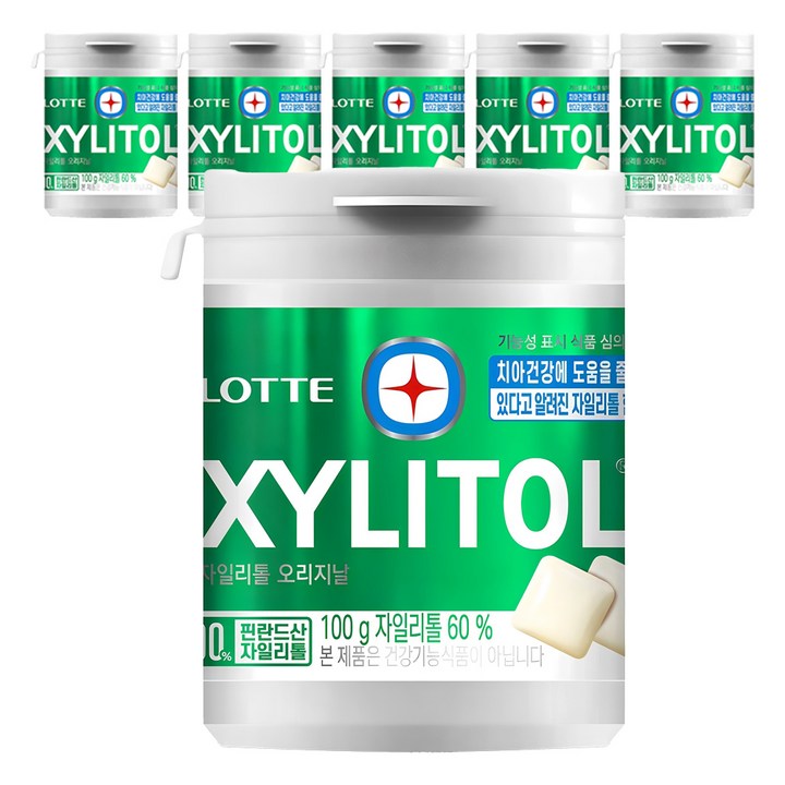 롯데자일리톨 껌 오리지날 용기, 100g, 6개