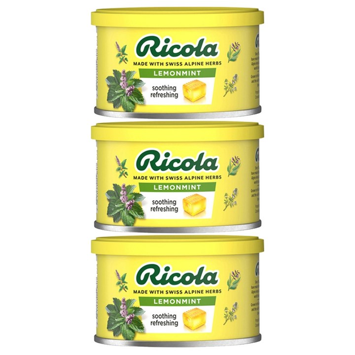 리콜라 레몬민트 스위트 허브 캔디, 100g, 3개