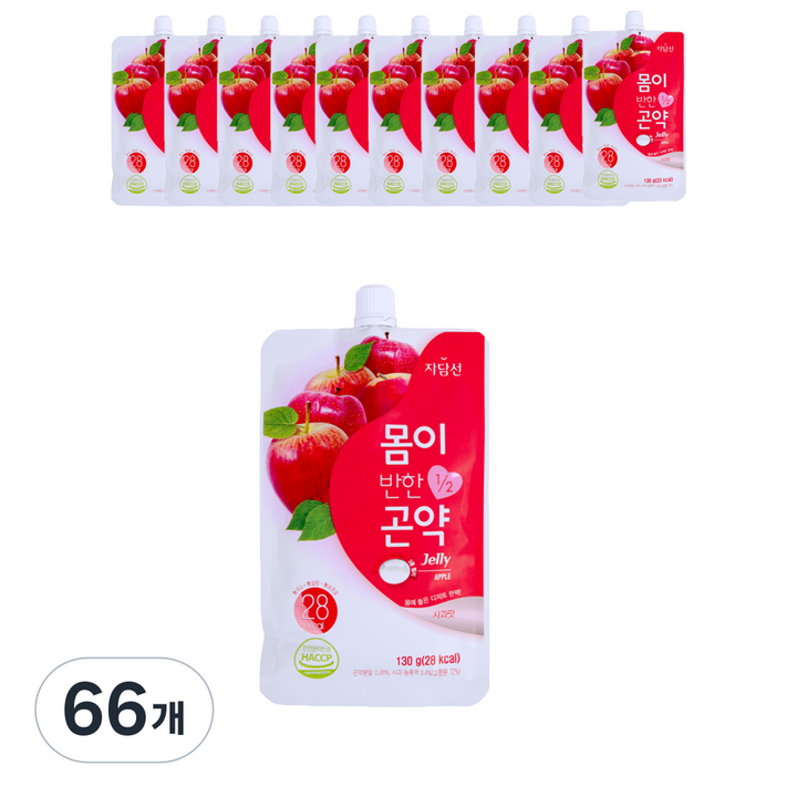 자담선 몸이반한 곤약젤리 디저트 사과맛, 130g, 66개