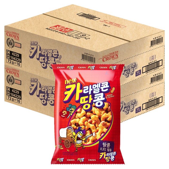 크라운 카라멜콘 땅콩, 72g, 32개
