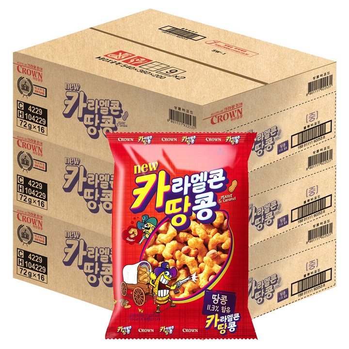 크라운 카라멜콘 땅콩, 72g, 48개