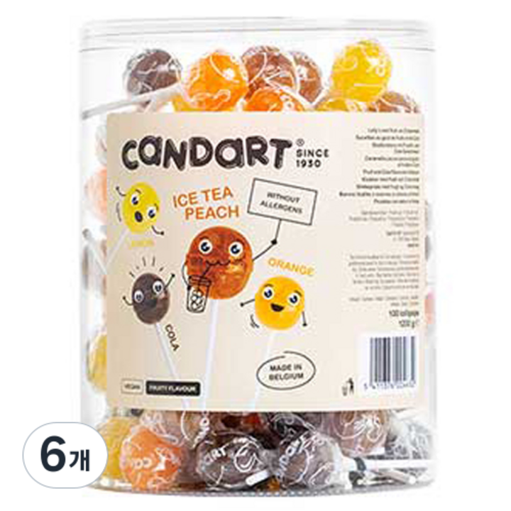 위니비니 비건 롤리팝 튜브 소프트드링크 랜덤발송, 1.2kg, 6개