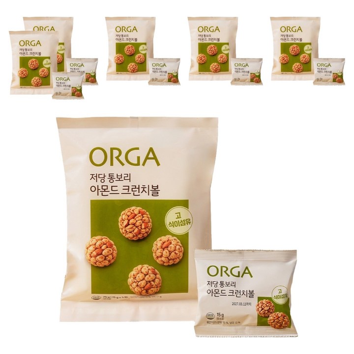 올가홀푸드 저당 통보리 아몬드 크런치볼 5p, 75g, 6개