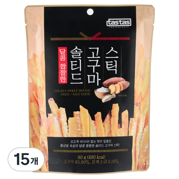 타스타스 달콤짭짤한 솔티드 고구마 스틱, 15개, 90g