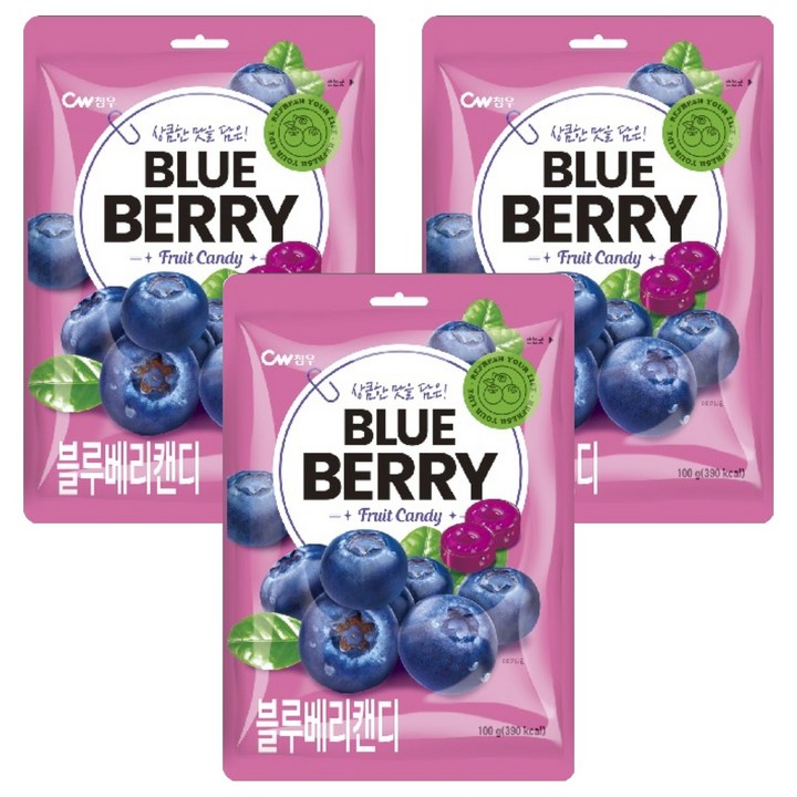 청우식품 블루베리맛 캔디, 100g, 3개