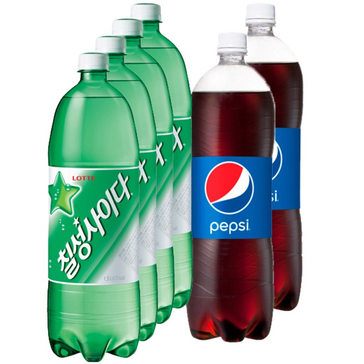 칠성사이다 + 펩시콜라, 6개, 1.5L