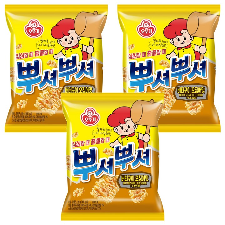 오뚜기 뿌셔뿌셔 버터오징어맛, 90g, 3개