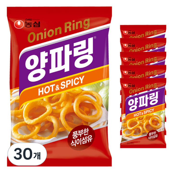 농심 양파링 핫앤스파이시, 60g, 30개