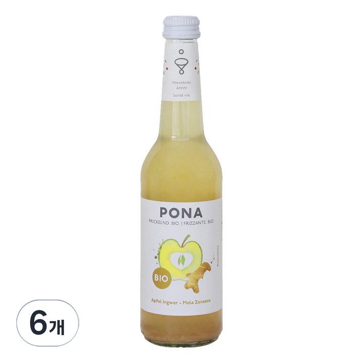 포나 유기농 스파클링 애플 진저 탄산음료, 6개, 330ml